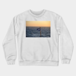 Flying Saltire flag at sea off the Islay coast Crewneck Sweatshirt